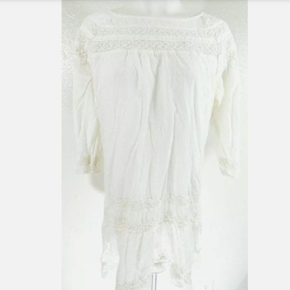Lucky Brand Lace Trim Swiss Dot Dress